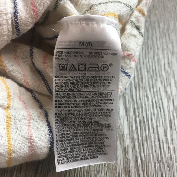 Old Navy Girls Romper Size 8 Linen Natural Beige Pink Blue - Picture 3 of 6